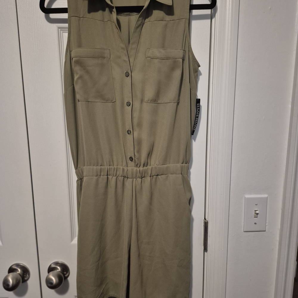 New York & Company Olive Utility Romper